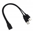 USB 3.0 Female to Dual USB Male Extra Power Data Y Extension Cable for Hard Disk
