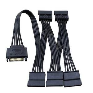 15 Pin 1 Male to 5 Female SATA Hard Drive Power Splitter Cable Cord Adapter