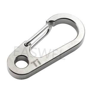 Titanium 35mm Carabiner Ti Keychain EDC Snap Hook TC4 Spring Clip Key Ring