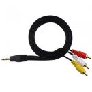 3.5mm Plug Auxiliary AUX to 3 RCA AV Audio Video TV Cable Cord Wire Adapter