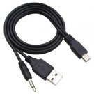 3.5mm and USB to Micro USB Cable Adapter Charger for iHome iM70 Portable Speaker