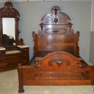 18549 Victorian Marble Top Bedroom Suite – Rare Queen Size Bed