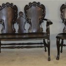 18588 Four Piece Carved Mahogany Parlor Set with Dragons