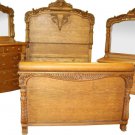 18291 Victorian Horner Style Oak Bedroom Suite
