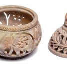 3"x3"x4" Marble Candle Holder Real Stone Elephant Hand Carved Handmade Gift