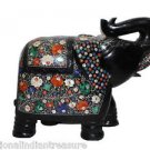 18" Marble Elephant Real Handmade Carnelian Pietra Dura Mosaic Gifts Decor Arts