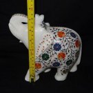 Marble Trunk Elephant Pietra Dura Handmade Home Decor Gifts Marquetry Mosaic Art