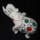 Marble Trunk Elephant Handmade Gifts Home Decor Malachite Floral Art Inlaid