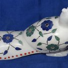 Marble Peacock Figurine Pietra Dura Malachite Lapis Inlaid Home Decor Gifts Art