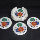 Marble Six Pieces Coaster Lapis Malachite Pietra Dura Mosaic Inlaid Home Decor