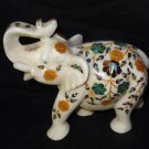 7" Marble Rare Elephant African Marquetry Pietra Dura gems inlay Handmade Art