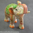 5" White Marble Turning Elephant Golden Hand Painted Handmade Home Decor Art