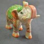 5" White Marble Turning Elephant Golden Hand Painted Handmade Home Decor Art