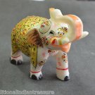 5" Marble Elephant Golden Color Hand Painted Handmade Home Decor Gifts Arts