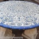 5'x5' White Marble Dining Table Top Real Lapis Lazuli Marquetry Inlay Home Decor 5'x5' White Marble Dining Table Top Real Lapis Lazuli Marquetry Inlay Home Decor
