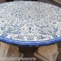5'x5' White Marble Dining Table Top Real Lapis Lazuli Marquetry Inlay Home Decor