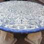 5'x5' White Marble Dining Table Top Real Lapis Lazuli Marquetry Inlay Home Decor