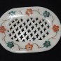 Marble Soap Dish Oval Holder Bathroom Pietra Dura Inlaid Decor Floral Design Art