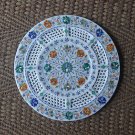 15" Marble Filigree Paua Shell Marble Plate Handmade Pietra Dura Semi Precious