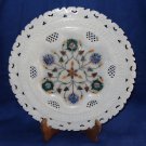 11" Marble Plate Malachite Lapis Floral Inlaid Pietra dura Handmade Design Decor 11" Marble Plate Malachite Lapis Floral Inlaid Pietra dura Handmade Design Decor