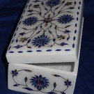 6"x4"x3" Marble Jewelry Box Lapis Lazuli Pietra Dura Handmade Inlaid Home Decor