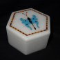 3"x2" Marble Jewelry Box Turquoise Pietra Dura Trinket Handmade Inlaid Gifts Art