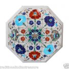 18" White Marble Coffee Table Top Turquoise Paua Shell Lapis Floral Art Hakik