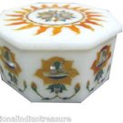 4"x4"x2" White Marble Jewelry Box Trinket Handmade Pietra Dura Hakik Gifts