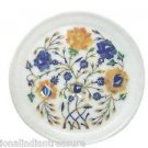 8" White Lapis Lazuli Paua Shell Marquetry Marble Plate Mosaic Handmade Decor 8" White Lapis Lazuli Paua Shell Marquetry Marble Plate Mosaic Handmade Decor