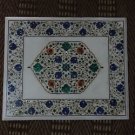 Rare Marquetry Inlaid White Rectangular coffee Table Top Handmade Pietra Dura Rare Marquetry Inlaid White Rectangular coffee Table Top Handmade Pietra Dura