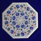 20" Pietra Dura Handmade Marquetry Marble Table Top Floral Design Mosaic Inlay