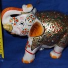 5" Marble Turning Gold Painted Jaipur Elephant Handmade Safari Home Decor Gifts