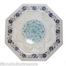 14" White Marble Side Corner Table Top Lapis Lazuli Mosaic Inlay Decor Art Gifts