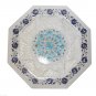 14" White Marble Side Corner Table Top Lapis Lazuli Mosaic Inlay Decor Art Gifts