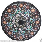 36" Black Marble Handmade Coffee Dining Table Turquoise Pietradure Inlay Decor 36" Black Marble Handmade Coffee Dining Table Turquoise Pietradure Inlay Decor