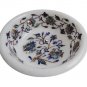 White Marble Dry Fruit Bowl Real Stone Inlaid Pietradure Art Table Decor Gifts