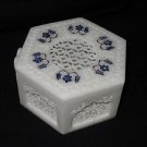 Marble Marquetry Lapis Jewelry Box Fine Trinket Pietra Dura Inlay Decor Gifts