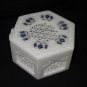 Marble Marquetry Lapis Jewelry Box Fine Trinket Pietra Dura Inlay Decor Gifts
