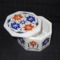 Marble Jewelry Trinket Box Lapis Floral Design Handmade Mosaic Home Decor Gifts