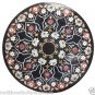 36" Black Marble Round Coffee  Dining Table Semi Precious Inlay Outdoor D&Atilde;&copy;cor