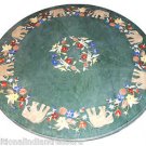 30" Green Marble Table Top Lapis Lazuli Marquetry Inlay Work Elephant Decor