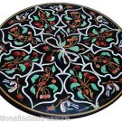 36" Black Marble Coffee Dining Table Malachite Inlay Work Handmade Outdoor Décor 36" Black Marble Coffee Dining Table Malachite Inlay Work Handmade Outdoor Décor