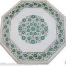 24" White Marble Coffee Center Table Top Malachite Gemstone Inlay Garden Decor 24" White Marble Coffee Center Table Top Malachite Gemstone Inlay Garden Decor