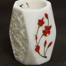 White Marble Pen Holder Stand Pietra Dura Hakik Home Decor Handmade Art