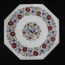 14" Marble Coffee Table Top Peacock Inlaid Pietra Dura Handmade Decor Art