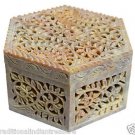 6"x6"x3.5" Hexagon Marble Jewelry Box Trinket Collectible Handmade Decor Gifts