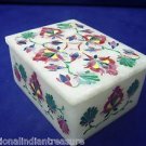 4"x3"x2" White Marble Jewelry Box Pink Inlaid Mosaic Handmade Pietra Dura Art 4"x3"x2" White Marble Jewelry Box Pink Inlaid Mosaic Handmade Pietra Dura Art