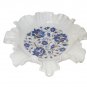 White Marble Dry Fruit Bowl Real Lapis Marquetry Inlay Floral Kitichen Deco Gift