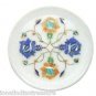 6" White Marble Plate Lapis Lazuli Hakik Flower Marquetry Mosaic Handmade Decor