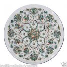 18" White Marble Table Top Paua Shell Semi Precious Handmade Home Decor New